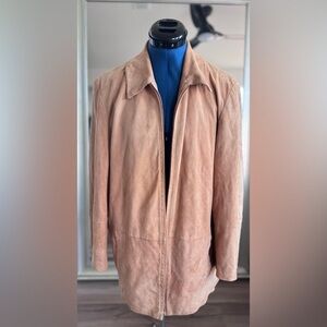 Max Mara Leather Suede Zip Up Chore Blazer Jacket Women’s Size 8 *Flaws